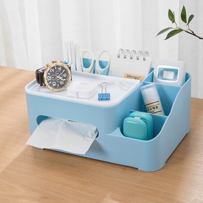 Table Caddy Organizer Tissue Box Storage Holder TV Remote Control Home Office