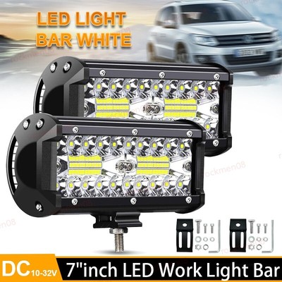 2x 7'' LED Work Light Bar Pod Flood Spot Offroad Fog Driving Truck 12V 200000LM