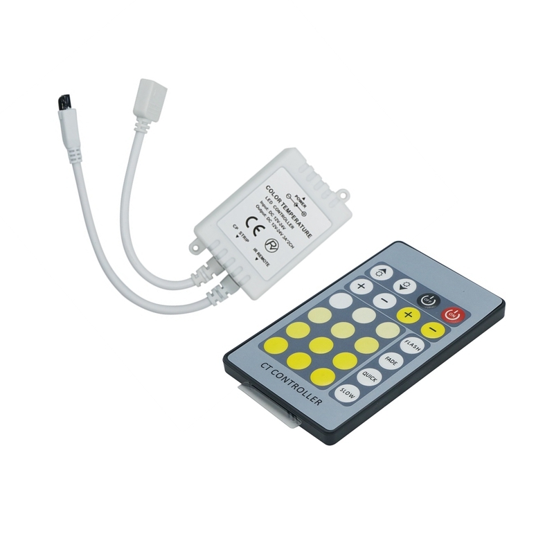 24Keys CCT Controller IR Remote CW+WW Color Temperature Dimming DC12V-24V 3A*2CH