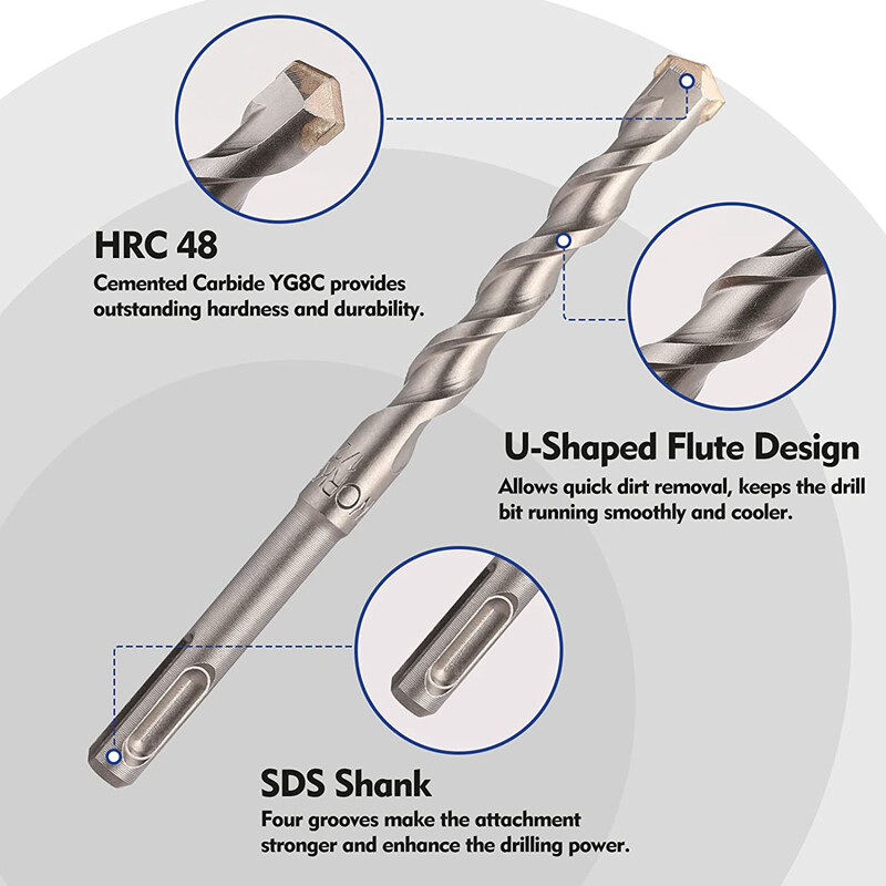 WORKPRO 17PC SDS-Plus Rotary Hammer Drill Bits and Chisel Set for Concrete Stone