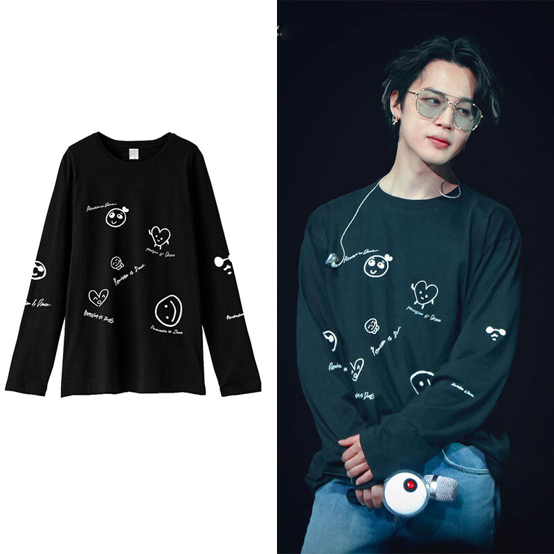 BTS  公式 JIMIN Tシャツ BTS Jimin PERMISSION TO DANCE Lange Ärmel T-shirt Schwarz