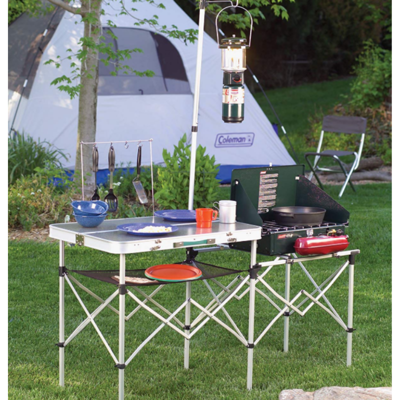 Portable Camping Kitchen Coleman Folding Table Rack for Outdoor BBQ Grill Picnic