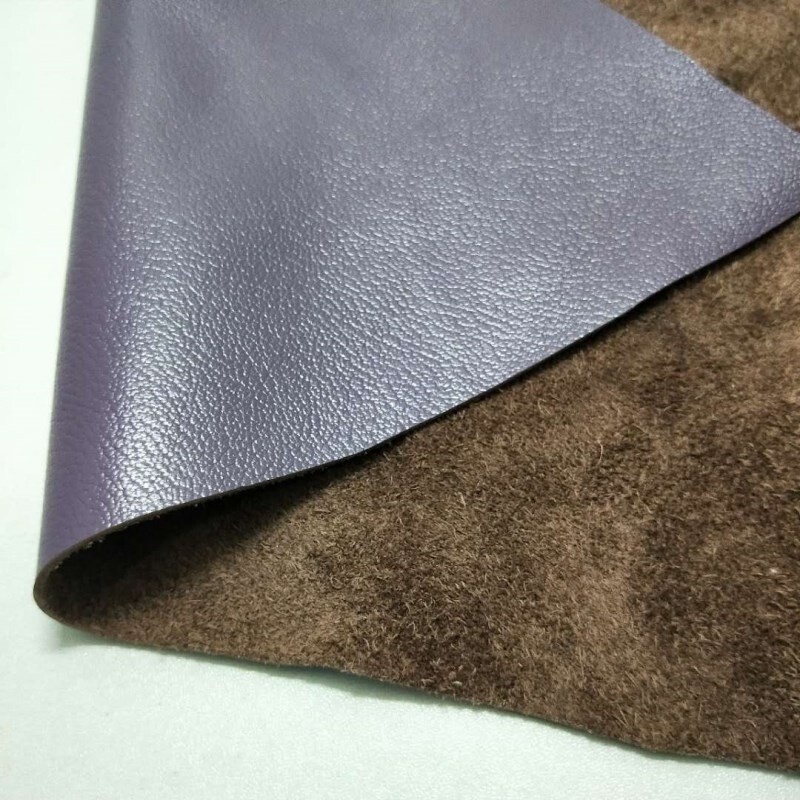 Genuine Real Leather Fabric First Layer Cowhide Hide Cut Material Scrap Purple