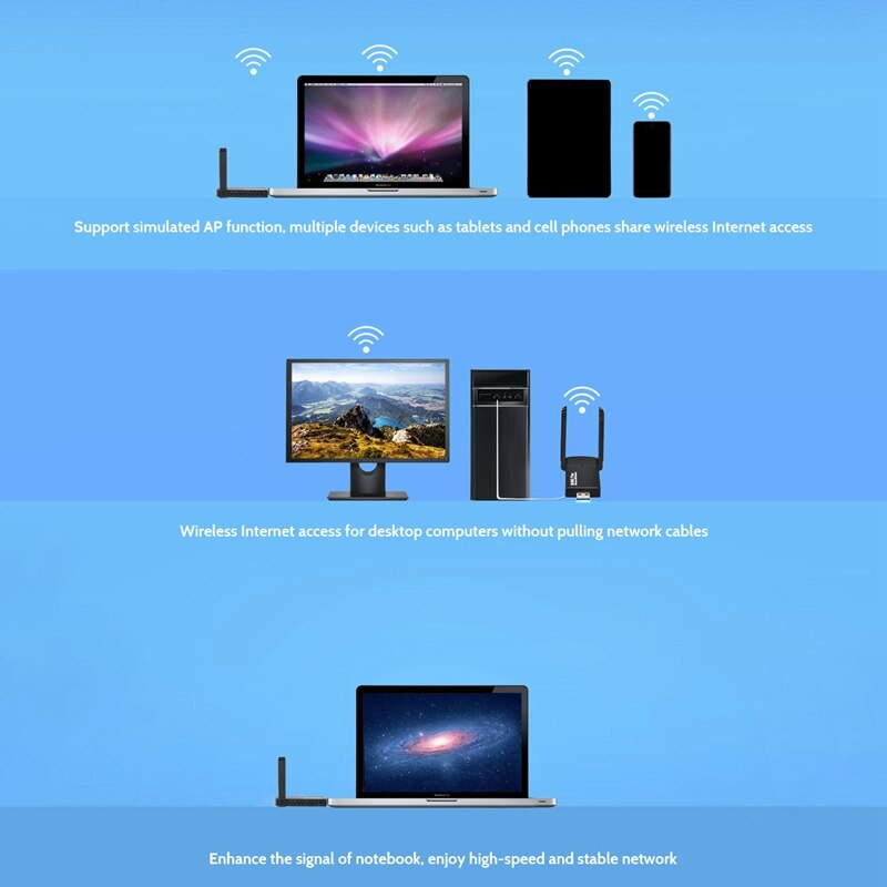 USB 3.0 Wireless WIFI Adapter 1300Mbps Long Range Dongle Dual Band Network lot