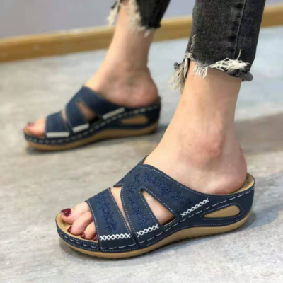 Womens Orthopedic Slippers Non Slip Shoes Sliders Slip On Summer Wedge Sandals