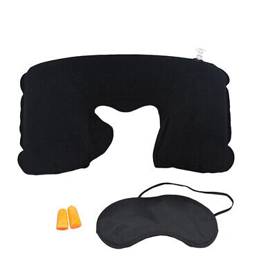 kit 3 pz da viaggio cuscino gonfiabile mascherina copriocchi tappi per orecchie