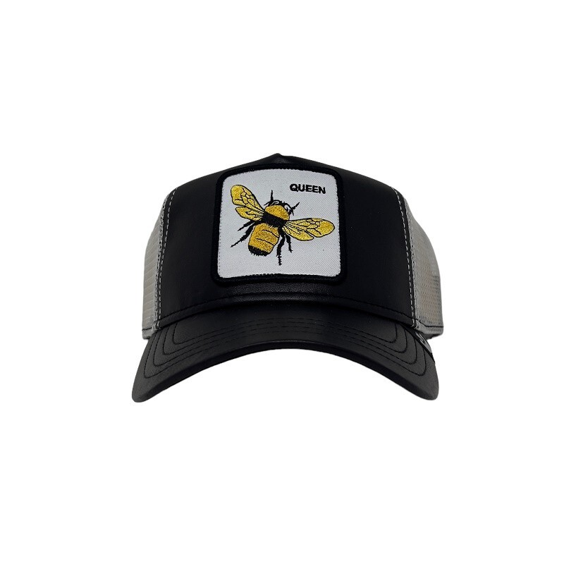 

Шляпа Honeycomb Goorin Bros Animal Farm Trucker Hats Queen regina Black Leather, Черный
