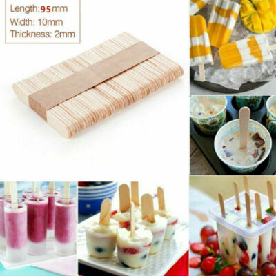 50pcs DIY Wood Popsicle Sticks Ice Cream Stick Cake Wooden Craft Hand Making Set