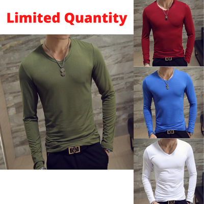 Camisetas cuello v manga larga para hombre new arrivals