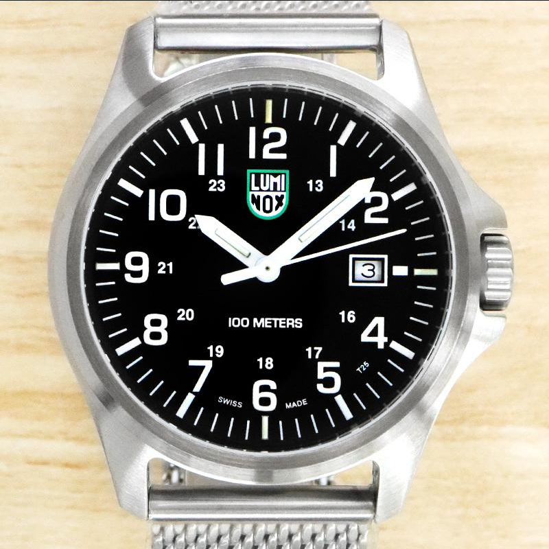 Pre-owned Luminox Patagonia Black Dial Date Display Mesh Bracelet Men's Watch X2.2501.m