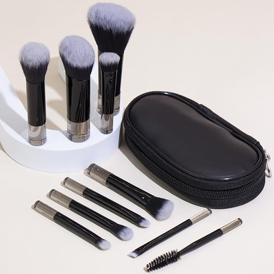 Portable ON THE GO Makeup Brush Set 10pcs Easy-taken Mini Full Complete Funct...
