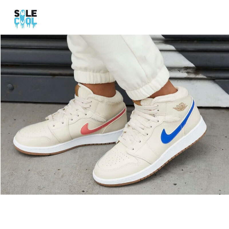 Nike Air Jordan 1 AJ1 Mid GS Fleece Pearl White Shoes DO2207