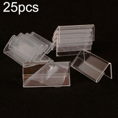25pcs Acryl L-Ständer Preisschilder Aufsteller Tisch Tag Halter Werbeschild