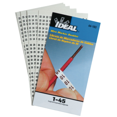Ideal 44-103 Wire Marker Booklet, Asst 1-48, 10 Each
