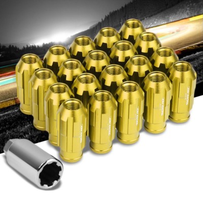 Gold Aluminum M12x1.50 Open Rim End Spline Acorn 20x Conical Lug Nuts