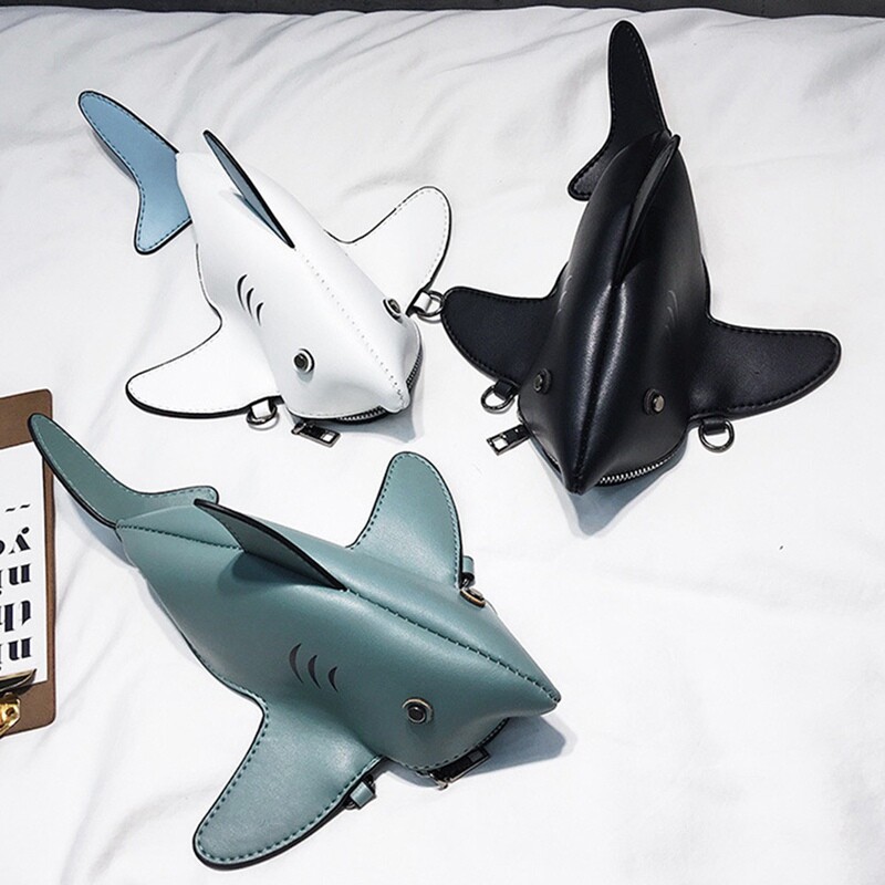 Cute Funny Shark Shape Crossbody Bag Phone Coin Purses Handb