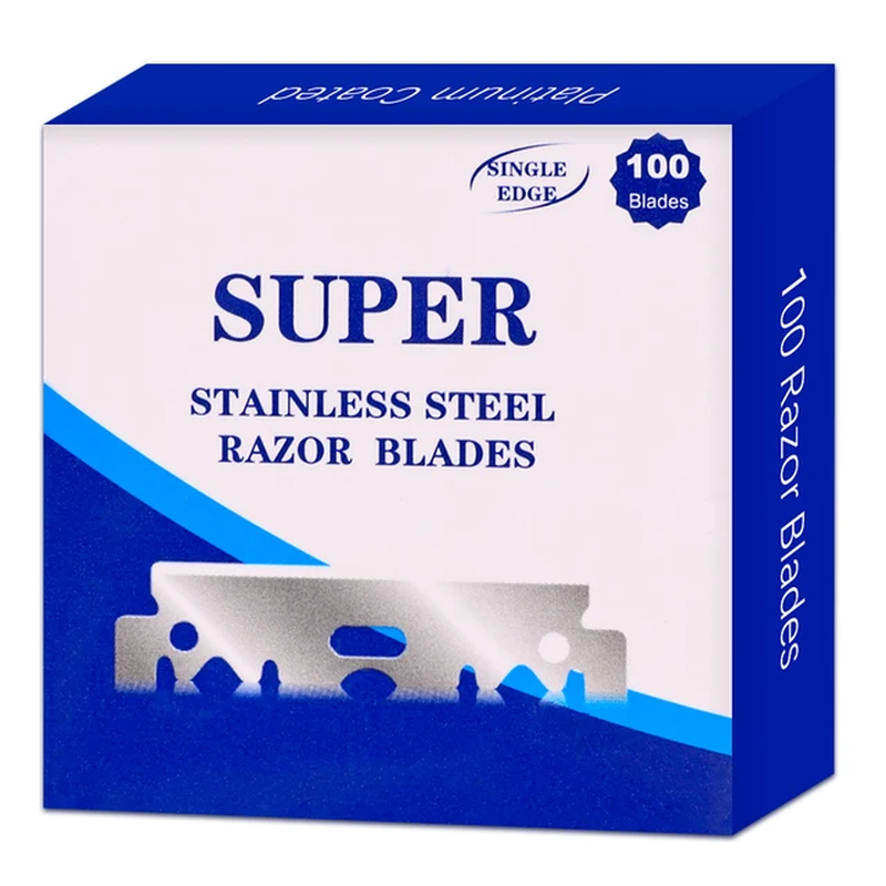 100 Single Side Straight Razor Blades Bulk Barber Shaving Supplies Steel Safety