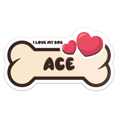 Ace Dog Name Vinyl Decal Waterproof Car Bumper Sticker