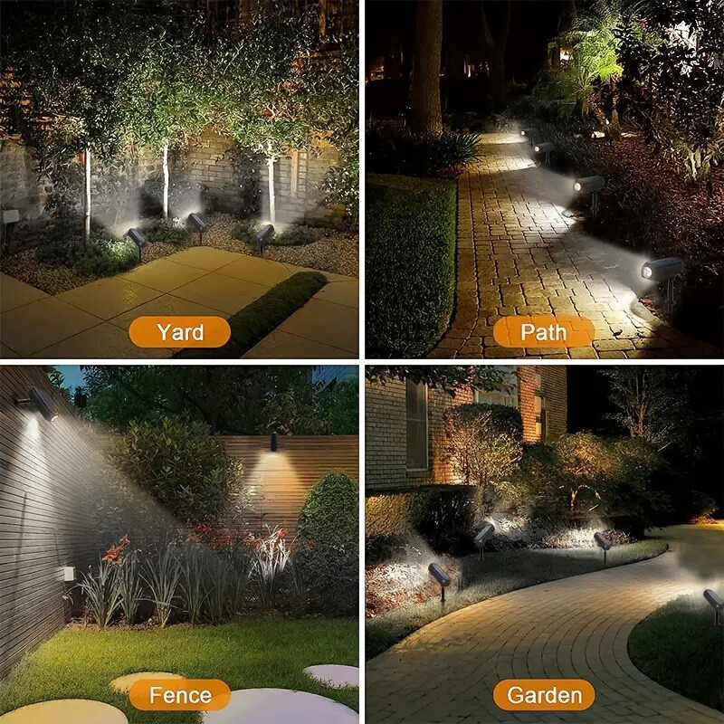 4X Bright Solar Powered LED Spotlight Waterproof Outdoor Yard Garden Spot Lights