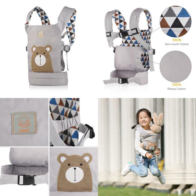 Puppentrage Baby Vorne und Hinten aus Baumwolle für Kinder, Braunbär