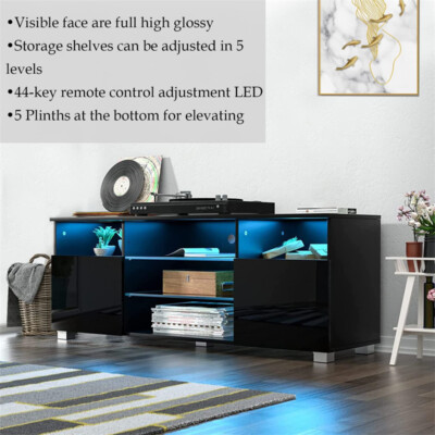 47"/57"/65" Modern LED High Glossy TV Stand, Media Console, Entertainment Cente