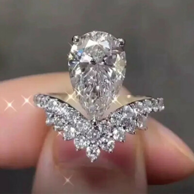 Gorgeous Cubic Zircon Ring Wedding Women 925 Silver Plated Jewelry Sz 6-10