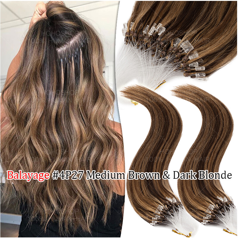 150g Thick Micro Loop Ring Human Hair Extensions Micro Link Nano Bead Tip 0.5/1g