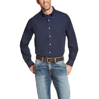 Ariat Navy Blue Wrinkle Free Solid - Mens Shirt - 10020330