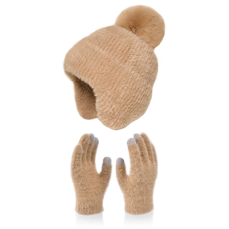 uk-lady-faux-wool-hat-warm-earflap-hat-gloves-set-windproof-knitted-pompom-ball-