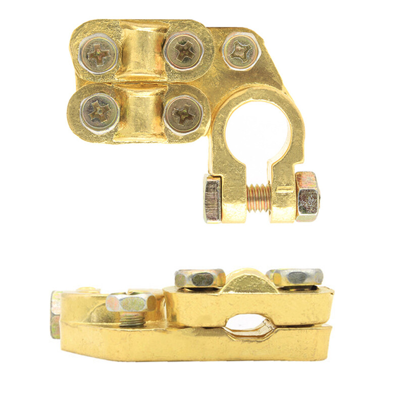 2x Brass Heavy Duty Battery Top Post Cable Terminal Wire Terminals 5 Screw M6/M8