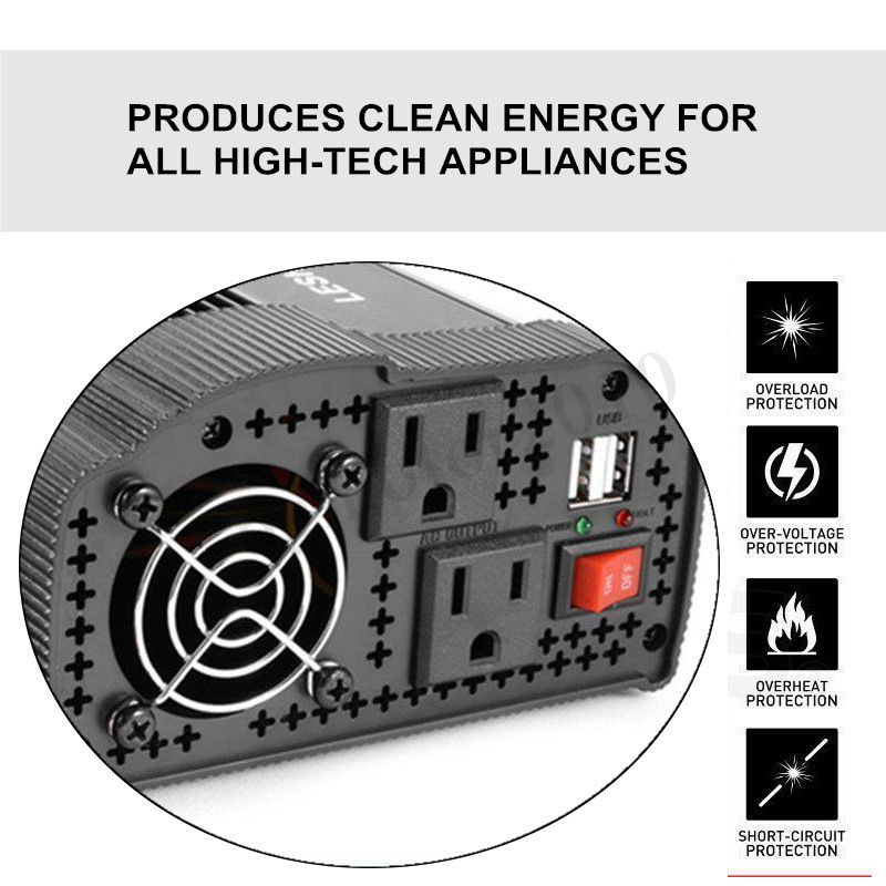 5000W 10000W Car Solar Power Inverter 12V DC to 110V AC Sine Wave Converter US