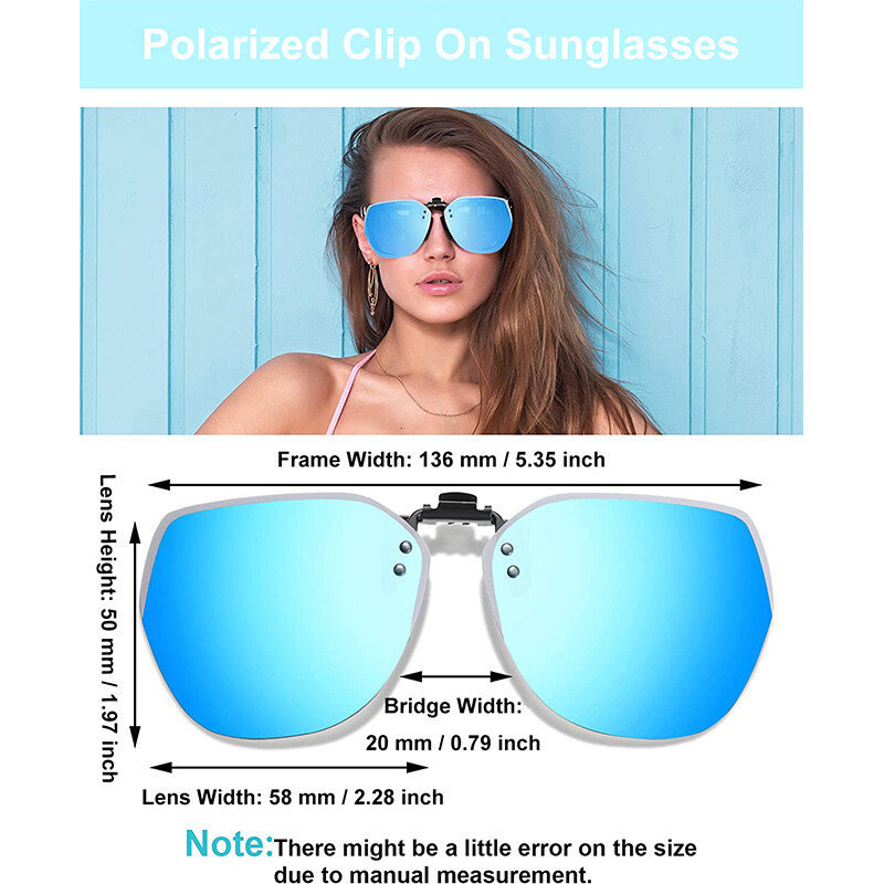 Polarized Clip On Sunglasses Over Prescription Glasses Unisex Flip Up Sunglasses