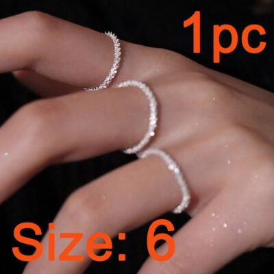 925 Silver Sparkling Ring Simple Knuckle Finger Ring Women Fashion Jewelry
