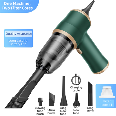 4-in1 Green Wireless Compact Handheld Car Vacuum Cleaner & Air Duster  with 5