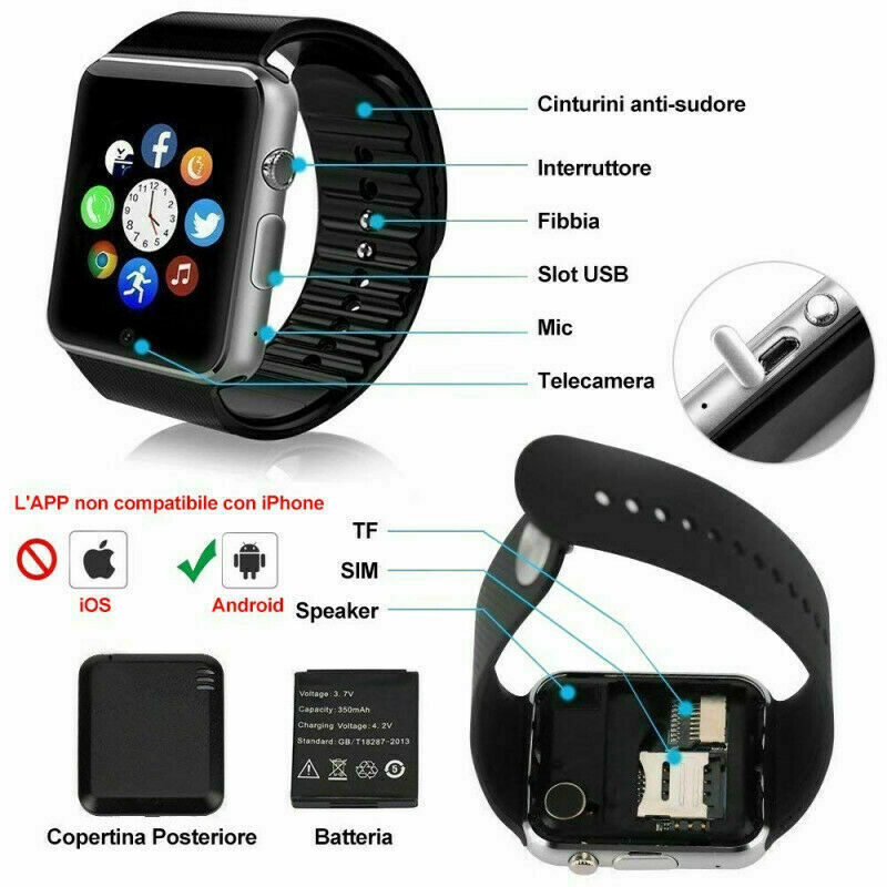 Smartwatch Orologio Digitale Fitness Cardiofrequenzimetro Sport Andowl Q-A4 cir