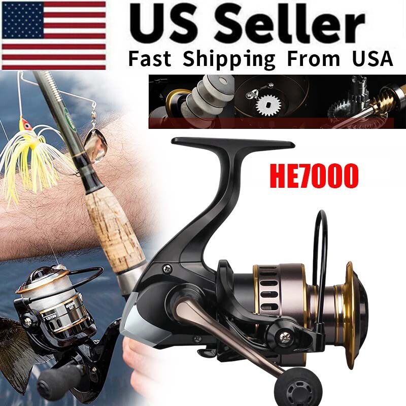 12BB Fish Large Spinning Reel Fishing Baitfeeder Saltwater Surf Catfish HE7000