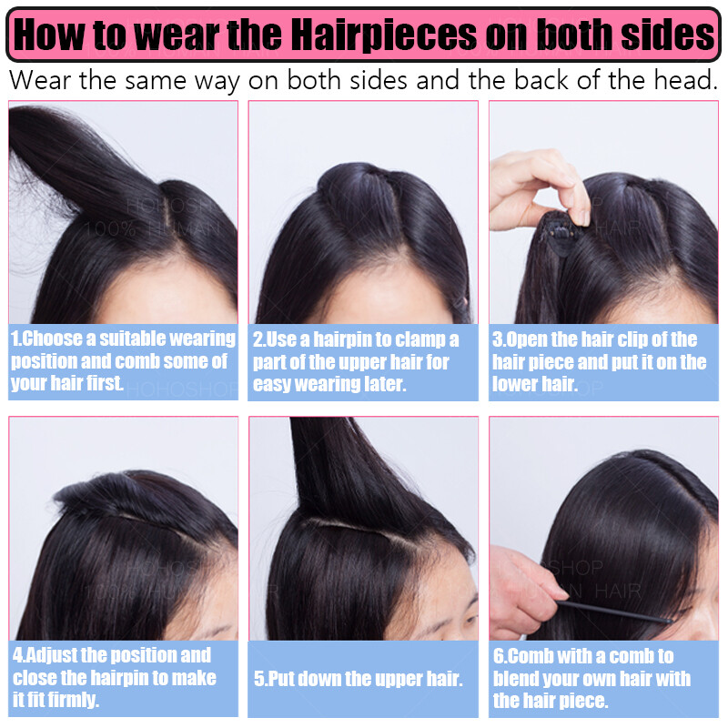 4"-12" Short Hair Pad Clip In Real Remy Human Hair Extensions One Piece Thick 6"