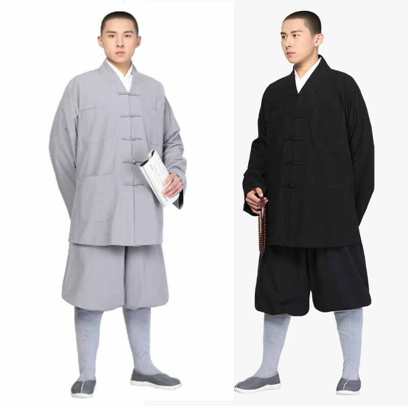 Shaolin Monk Uniform Cotton Buddhist Meditation Robe Kung Fu Suit Costume