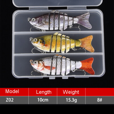 3/5Pcs 6-Segment Multi Jointed Fishing Lures Bait Crankbait Swimbait 2 Hooks 