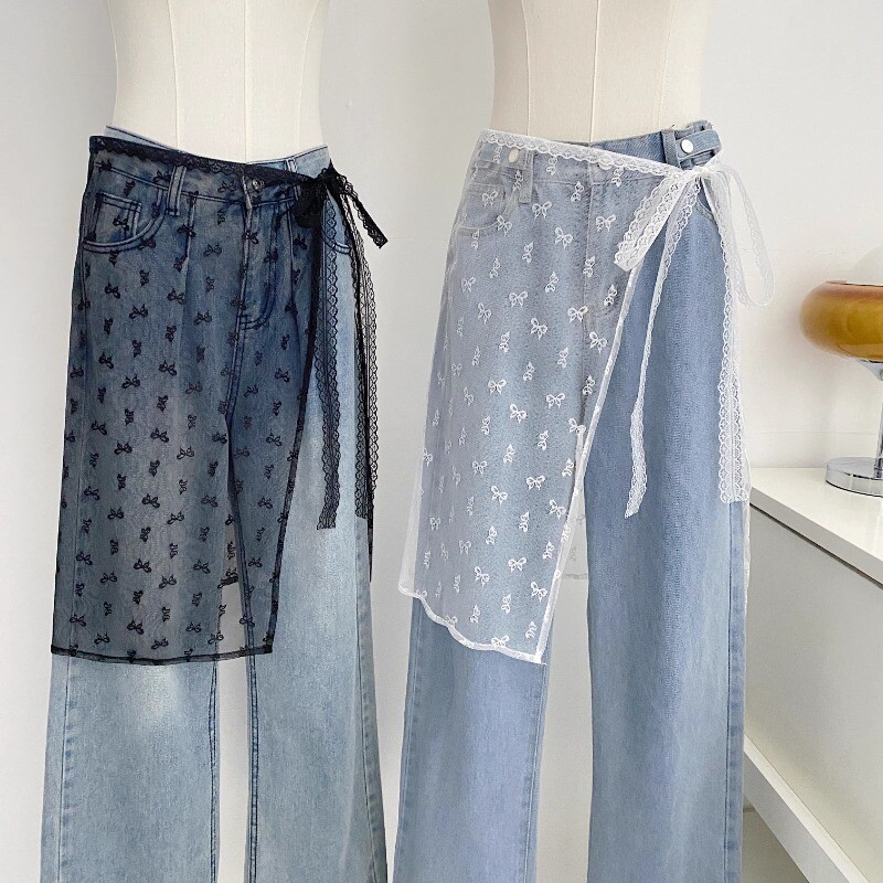 Women Butterfly Lace Sheer Hip Scarf Wrap Skirt Beach Casual White Black