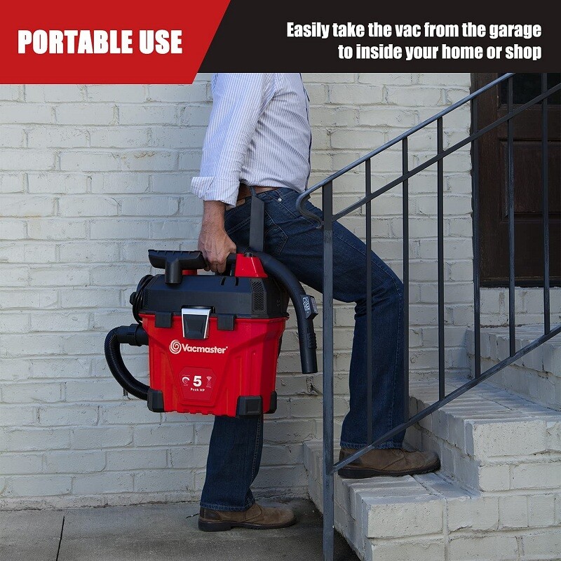 Vacmaster 5 Gallon 5 Peak HP Wet Dry Vacuum Cleaner Wall-Mounted Remote Control