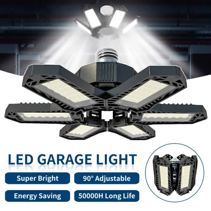 500W LED Garage Light 8Leaf Screw In Bulb Deformable Workshop