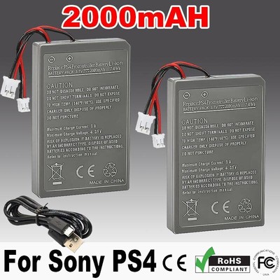 2000mAh Replace Battery For Sony PS4/PRO Playstation 4 Controller w/Cable Set