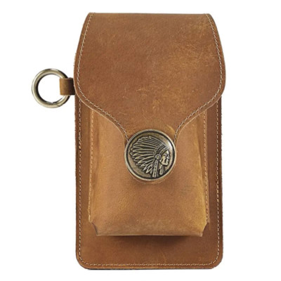 Pure Leather Mobile Phone Bag with Belt Clip Leather Cigarette Case Key Ring Cas