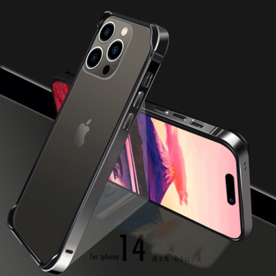 For iPhone 15 14 13 Pro Max Metal TPU Bumper Protector Shockproof Case Cover