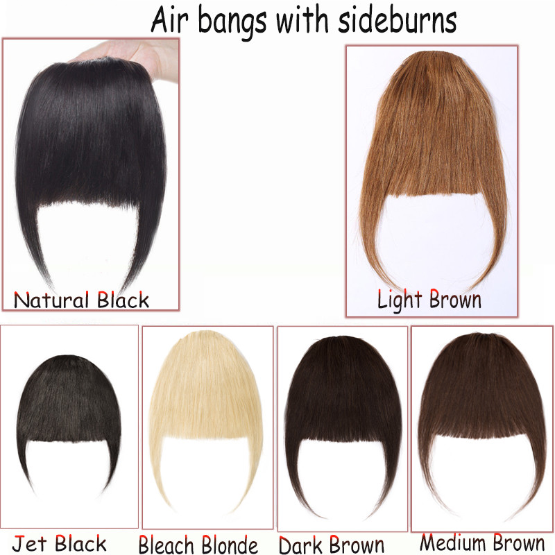 Clip In Real 100 Remy Human Hair Extensions Thin Air Bangs Neat Clip on Fringe eBay