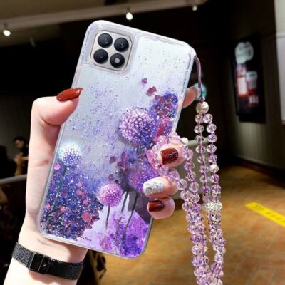 For Various Phone Quicksand Case +Chain Glitter Fashion Women Flash Cover Back