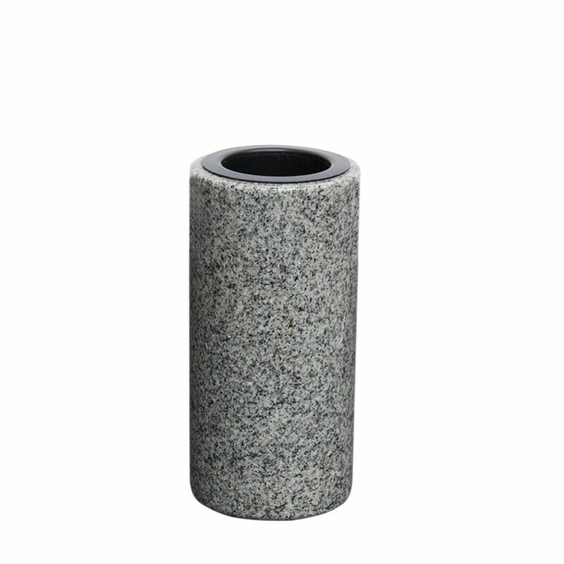 Grabvase Granit Grabmalvase Friedhofvase Gartenvase Urnengrab  Ã9cm Kuru Grey