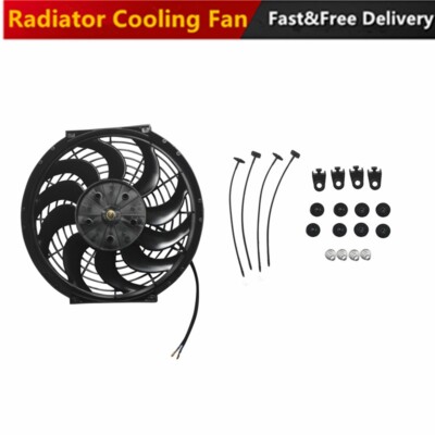 12'' Universal Slim Fan Push Pull Electric Radiator Cooling 12V 80W w/ Mount Kit