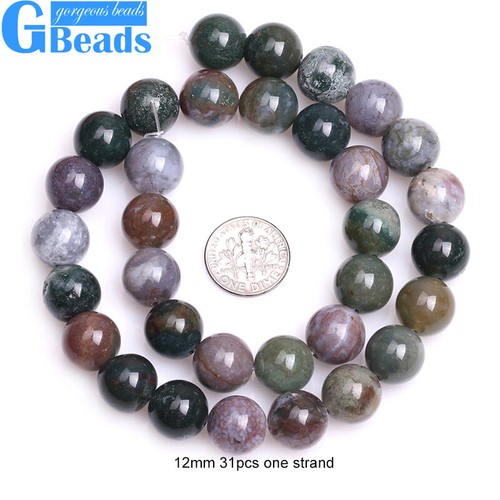 Indian Agate Beads Natural Gemstone Round Loose Beads for Jewelry Making 15